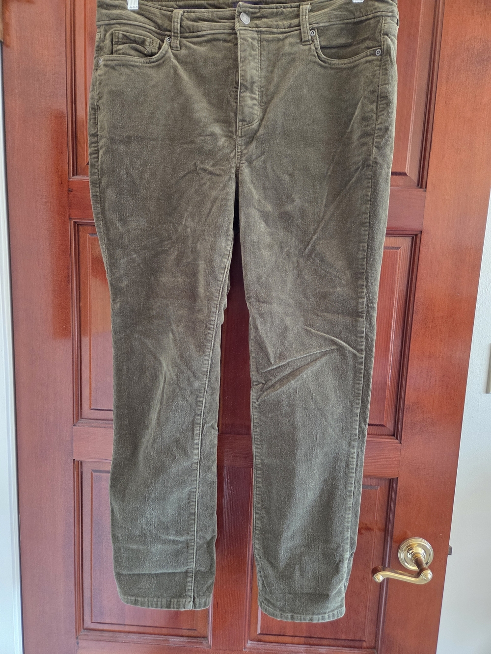 NYDJ Women's Straight Leg Corduroy Jeans in Olive